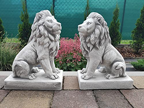 Ornamento da giardino in pietra - coppia di leoni Momentous 34x25x14cm