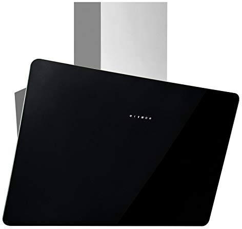 Pyramis schwarze Kopffrei Wandhaube 60 cm Edelstahl Glas