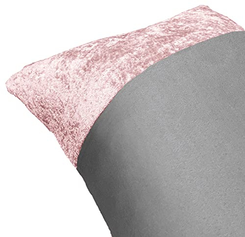 Sienna King Size Bedding Set, Super Soft Warm Cosy Luxurious Blush Pink Crushed Velvet Band Design Stylish Silver Grey King Size Quilt Cover Set with Pillowcases