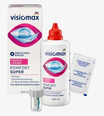 Visiomax Peroxidlösung Komfort Super für weiche Kontaktlinsen, mit Kontaktlinsenbehälter, 360 ml
