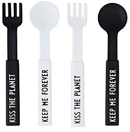 Design Letters Posate To Go 2 set | Tritan Forchetta e Cucchiaio per Porta Pranzo | Riutilizzabili e Caduta sicura Posate per thermos alimenti caldi | Regolabile & Lavabile in Lavastoviglie