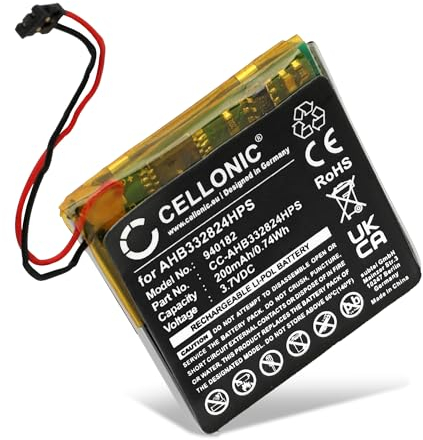 CELLONIC, Battery for Smartwatch & fitness tracker compatible with TomTom Runner 1, Runner 3, Runner 2 (200mAh, 3.7V) Replacement battery AHB332824HPS