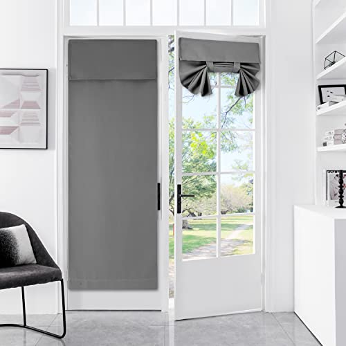 Meider Door Curtains for Door Window, French Door Curtains for Privacy, Easy Installed Tricia Door Panels,Front Door Sidelight Curtain Tie up Shade, Washable Curtain 1 Panel (Grey, 25 * 70(Inch))