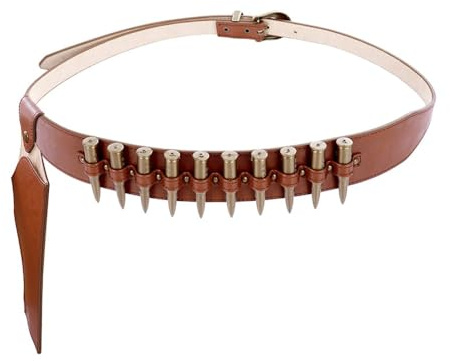 MiOYOOW Étui de Ceinture de Cow-boy, Porte-pistolet avec ceinture, Accessoire de Déguisement Ceinture de Balle en Cuir PU avec Étui pour Pistolet pour Costume de Cosplay Carnaval Thème Fête Mascarade
