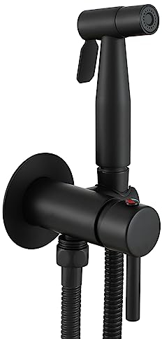 Ownace Matte Black Concealed Bidet Mixer Spray Set for Hot and Cold Water, Toilet Douche Muslim Bidet Shattaf Shower Kit Set