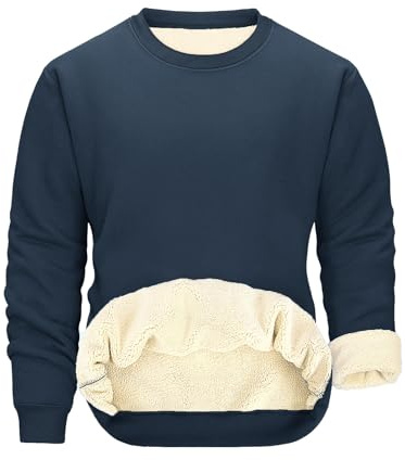 PASUDA Sweat Polaire Homme Chaud Pull Hiver sans Capuche Col Rond Thermique | Pullover Manches Longues Thermique, Sweatshirt Épais, Sweats Couleur Unie Col Rond Coton, Pull de Travail Sport Casual