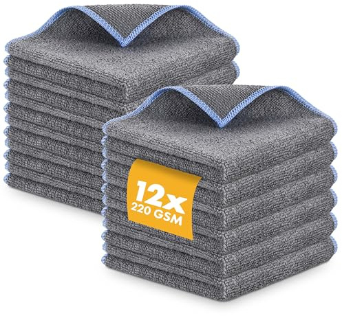 LICARGO Mikrofasertücher Auto mit 220GSM - extrem saugstark und schonend weich - 30x30cm Allround Microfasertuch Autopflege - fusselfreies Poliertuch Auto, Mikrofasertuch Auto Trockentuch - 12 Stück