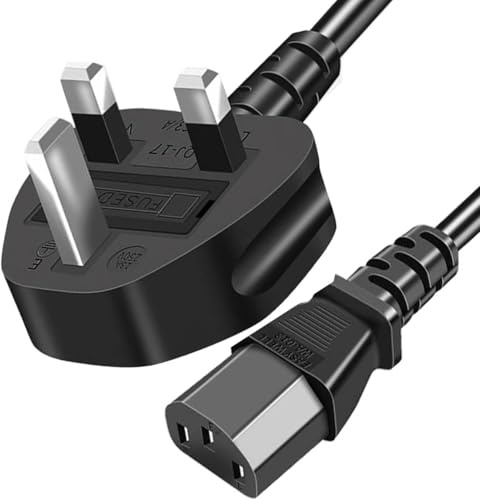C13 UK Computer Power Cord (IEC320 C13 to BS 1363) Kettle Lead/Power Cord,TV/Monitor Power Cable 3X1mm² wire pure copper 1.8 Metre