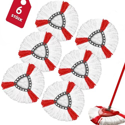 6 Stück Wischmopp Ersatzköpfe Kompatibel mit Vileda Turbo 2-in-1 Mop, Wischmop Ersatzbezug, Mikrofaser Wischmob Ersatzmop Moppköpfe für Bodenwischer und EasyWring&Clean Mopp