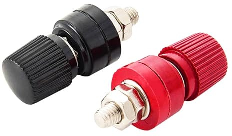 SHANFEILU Post Battery Binding Terminal M6 1/4''Copper Battery Terminal2pcs | Stud Remote Power Junction Connector Kit 6mm Red&Black