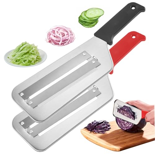 Jorzer Kohlschredder Scharfe Edelstahlklinge Kohlschneider Schredder Rutschfester Kohlschneider Doppellagiger Kohlschnitzel Salatschredder Für Obst Schwarz + Rot