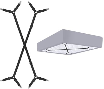 LIANRISES 2 Pezzi Elastici per Lenzuola con Angoli Ferma Lenzuola X Angoli Tendi Lenzuola Matrimoniali Elastici Lenzuola con Pinze Clip Bretelle Elastiche Lenzuola può Essere Regolato