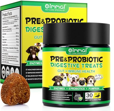 Tioueo Probiotic Digestive Chews for Dogs, 30 Count With Probiotics for Digestive Balance, Skin & Coat Support, Natural Defences & Everyday Wellbeing