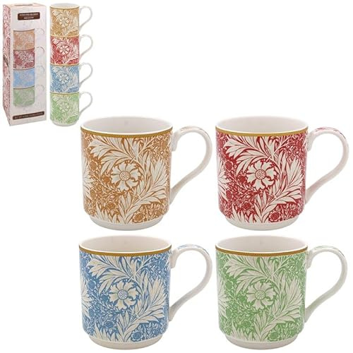 Stacking Mugs Set of 4 Ceramic Cup Coffee Fine China Meadow Floral Flower Design