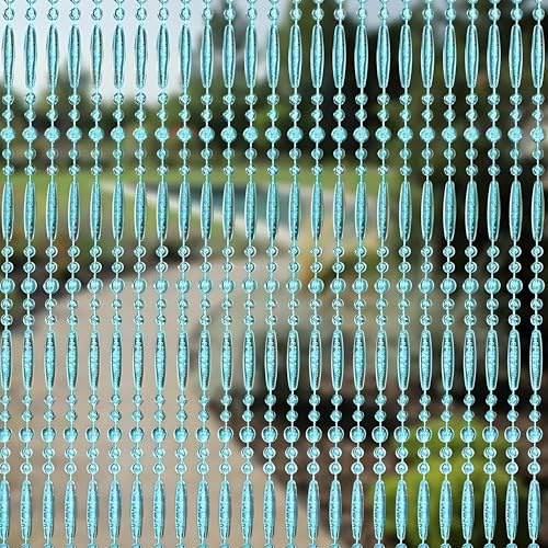 Trente Tenda di Perline – Diverse dimensioni e colori, Zanzariera per Porta del Balcone, Perline Anti-Insetti, Tenda Anti-Mosche Turchese 90 x 200 cm