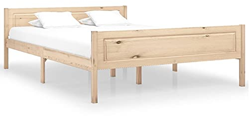 ShCuShan Massivholzbett Kiefer 160x200 cm Palettenbett Bettgestell Massivholz-Bettgestell Bett Kopfteil Holz Betten 322100
