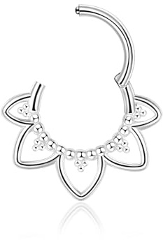 16g Septum-Piercing Minimalistische Lotusblume Scharnier-Segment-Clicker Daith Piercing Chirurgenstahl Conch 10mm
