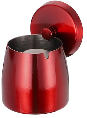 QUARKZMAN Aschenbecher Rot Klein mit Deckel | Edelstahl Winddichter Aschenbecher für Zuhause Büro Tisch Terrasse im Freien