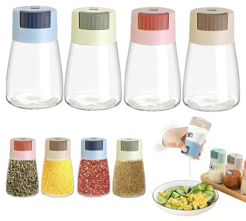 Jsleid 4 Pezzi Bottiglie per Condimenti in Vetro, Saliera E Pepiera Vasetti, Cucina Dosatore Di Sale, Barattoli Di Spezie In Vetro, per Cucina, Campeggio, Ristorante
