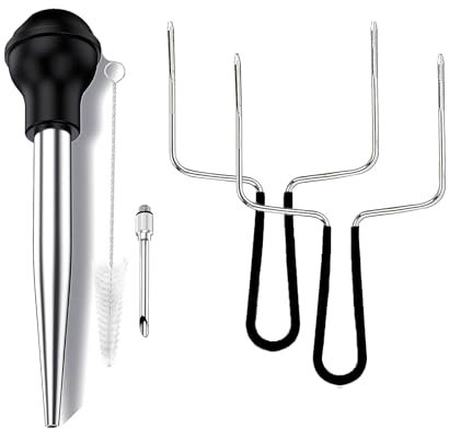 Good Grip Turkey Lifters and Turkey Baster, Set of 3 Thanksgiving Turkey Serving Set, 2 Prongs Turkey Poultry Forks,Easily Lift Large Meats