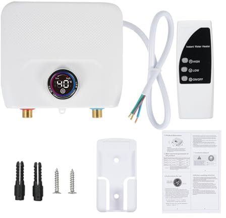 Mulcort Scaldacqua istantaneo 6500W,Scaldacqua elettrico senza serbatoio per lavello da cucina bagno,con telecomando,display a LED che indica la temperatura