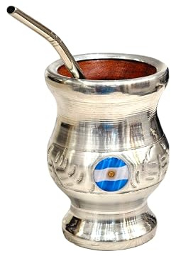 Matt Argentinische Yerba Mate Cup Classic, Handgemacht aus natürlichem Brotholz mit Edelstahlbeschichtung, matt mit Papagei Glühbirne, Gourd mate Cup