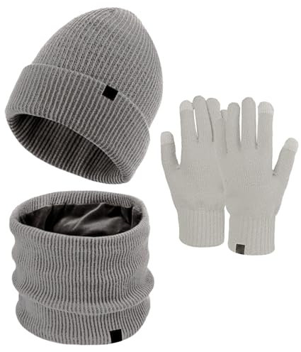 aaSccex Mütze, Schal Handschuh-Sets für Damen, Beanie Mütze Damen Winter Wintermütze Pudelmütze Schal Wärmer Mütze Damen 3 Set Damen Mütze Schal Set Schalmütze Damen