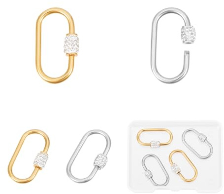 UNICRAFTALE 4 Stück 2 Farben Schraub Karabinerverschluss Anhänger Edelstahl Schraubverschlüsse 26mm Ovale Metall Verschlussverschlüsse Anhänger Mit Polymer Ton Strasssteinen Zur Schmuckherstellung