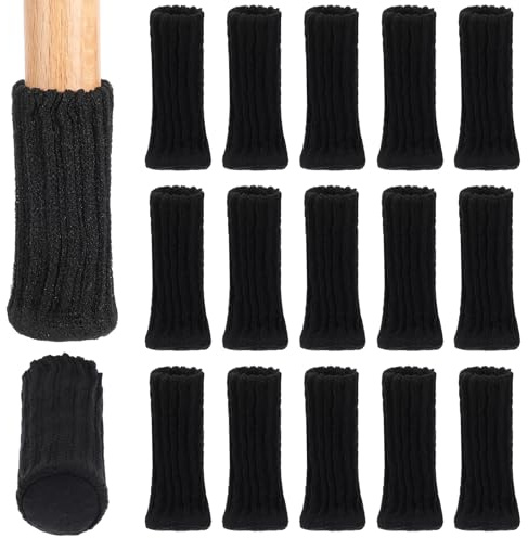 Tyqour 16 calzini per sedia a maglia, per mobili, gambe della sedia, in feltro con feltrino, antiscivolo, per gambe della sedia, per mobili, gambe della sedia, tavolo, protezione del pavimento