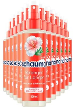 SCHAUMA Sprühpflege Stronger for Longer (12x 200 ml), Sprühspülung hilft, das Haar zu entwirren, Spülung mit bis zu 230 °C Hitzeschutz, Haarspülung für weniger Haarbruch