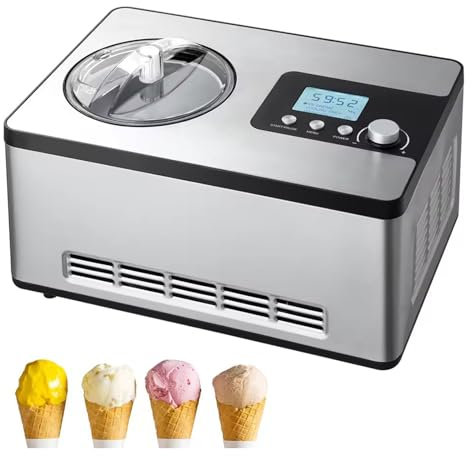 GZPKJ Gelatiera, Macchina per Gelato Intelligente da 2 Litri per La Casa, 3 modalità di Lavoro, con Display LCD, Timer, Macchina Automatica per Gelato E Yogurt, per Bambini Yogurt, Gelato, Sorbetto