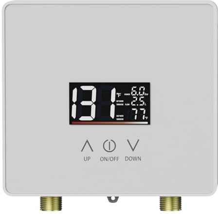 Kweetle Tankless Water Heater Electric,240V 6000W Under Sink Instant Water Heater with Digital Display Touch Screen On-Demand Water Heater Point Of Use for Kitchen,Bathroom,Laundry,RVs