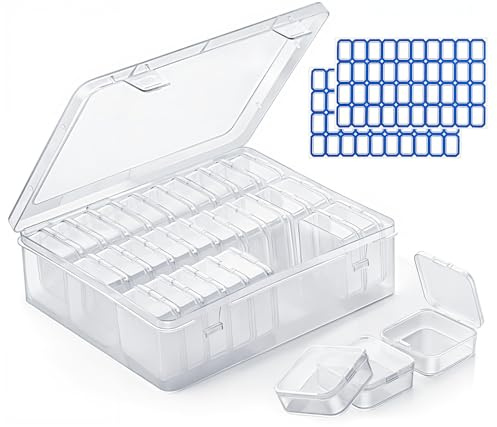 YIMETOP 30 Pieces Small Storage Box with Lid, Mini Plastic Clear Sorting Box, Transparent Plastic Storage Boxes with Hinged Lid, for Small Parts, Beads, Screws, Nail Tips