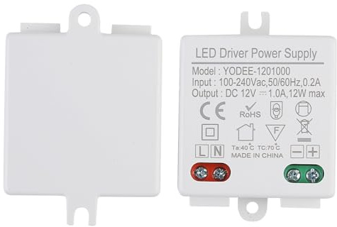 2 Stück Trafo Mini DC 12W, Kompaktes Netzteil für Innenbeleuchtung, Driver Trafo 230V auf 12V IP67 Wasserdicht, Keine Mindestlast Nötig, Dosentrafo für Streifen G4 MR16 MR11 Unterschrankleuchten