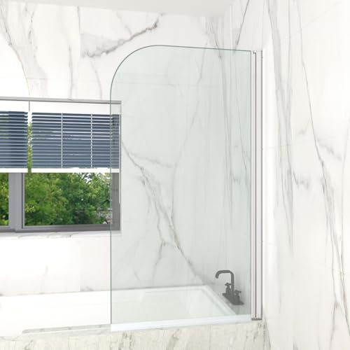 T&K Duschwand für Badewanne 80x140cm Chrom Badewannenwand Faltbar Runde Kante 5MM gehärtetes Sicherheitsglas beidseitig leicht zu reinigen Badewannenaufsatz Duschabtrennung für Badewanne