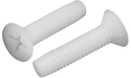 10 Stück M5 M6 M8 Länge 8-40 mm weiße Nylon-Senkkopfschrauben Flachkopfschrauben(15mm,M5x10Pcs)