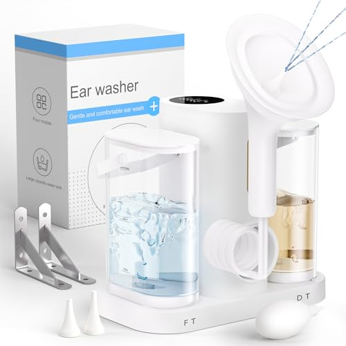 Medcodes Water Powered Ear Cleaner, Electric Ear Wax Removal Kit with Sewage System and 4 Clean Mode, Safe and Effective Ear Flushing Kit, Ear Irrigation Tool 2 Ear Tips for Adults