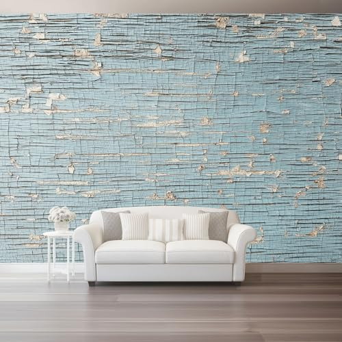 3D Mural Wallpaper for Living Room, Bedroom, Kids Room Vintage Texture Paint – Large Photo Mural for Tv Background Wall Blue White Non-Woven Art Decor Poster 350 X 256 Cm