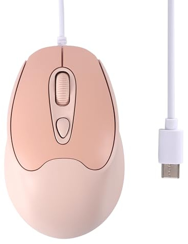 Souris Filaire USB-C, Silencieuse Léger Portable Confortable Ergonomique Plug & Play Compatible avec Tablette/PC/Ordinateur Portable/Smartphone, Cadeau pour Enfants/Garçons/Filles/Hommes/Femmes (Rose)