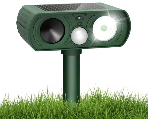 Repelente para Gatos y Ahuyentar Pájaros Ahuyentador Ultrasónico de Animales Exterior, Espanta Gatos Jabalíes Perros y Antigatos para Jardín Mejor Ahuyentador de Carga Solar