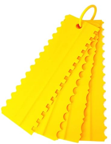 UGRBOQZK 1 Set Contour Trowel Shaped Scraper Irregular Tooth Edge Spatula Cream Cake Baking Fondant Slice Knife(Yellow-1)