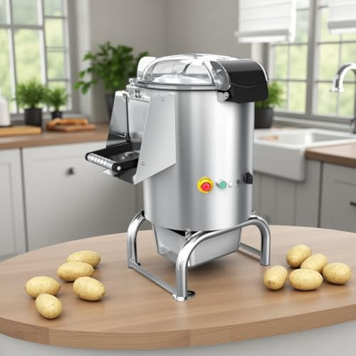 WEIMILOR Peladora de Patatas eléctrica Industrial - Peladora de Verduras automática, Capacidad de 70-100 kg/h, 5 kg/12 L y 10 kg/22 L, Motor de 550 W/750 W 5kg/12L