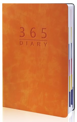 Tagesplaner 2026 mit Registerkarten, A5-Tagesbuch, Notizbuch, weicher Ledereinband, Januar 2026 - Dezember 2026, Kalender, Tagebuch, Buch, 365 Tage, Terminbuch, Terminbuch, Terminplaner