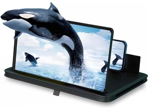 3D HD Screen Magnifier for Cell Phone, Portable Big Screen Mobile Phone Projector with Foldable Stand, 2026 New HD Screen Expander Amplifier for Movies, Travel & Elderly Smartphone Viewing (10 in)