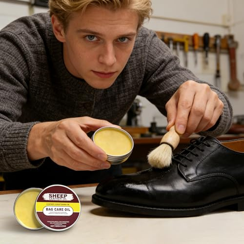 Ammorbidente per pelle, 100 g, crema lucidante naturale con pennello, olio per sella, per ripristinare e proteggere borse, scarpe, giacche screpolate, selle, auto, divano, tappezzeria, legno