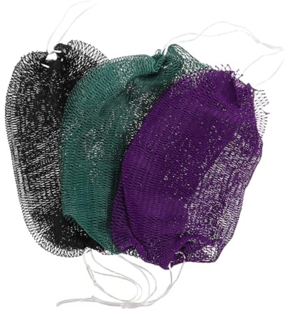 ibasenice Lot de 3 Éponges Exfoliantes Africaines en Filet pour Corps et Dos – Serviettes de Bain Élastiques de Toilette – Couleurs Vert Foncé Noir Violet Foncé – Gommage et Hygiène