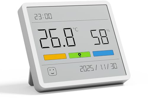 ATuMan TH1 Termometro igrometro digitale, misuratore di umidità della temperatura interna con schermo LCD da 3,7 pollici, alta precisione, adesivo/stabile, lunga durata della batteria per casa, camera