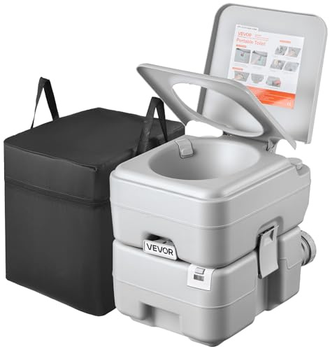 VEVOR Portable Toilet, 5.3 Gallon Detachable Waste Tank & 3.2 Gal Flush Tank, Outdoor Porta Potty for Adults with Level Indicator, Carry Bag, Suitable for RV Travel, Camping, Hiking, Boating