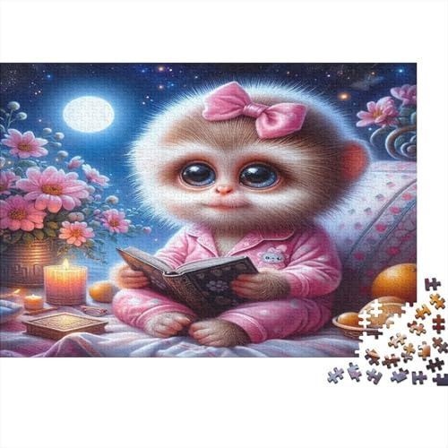 Monito Tierno Puzzle para Adultos Puzzle de 1000 Piezas Papel Lectura Nocturna Familia Relajación Decoración Regalo 70x50cm/1000pcs