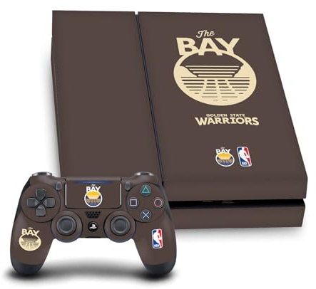 Head Case Designs Officially Licensed NBA Brown Design Golden State Warriors Logo Vinyl Sticker Gaming Skin Decal Cover Compatible With Sony PlayStation 4 PS4 Console and DualShock 4 Controller Bundle